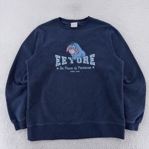 Vtg Disney Eeyore Power of Pessimism‎ Fleece Crewneck Sweater S Winnie the Pooh